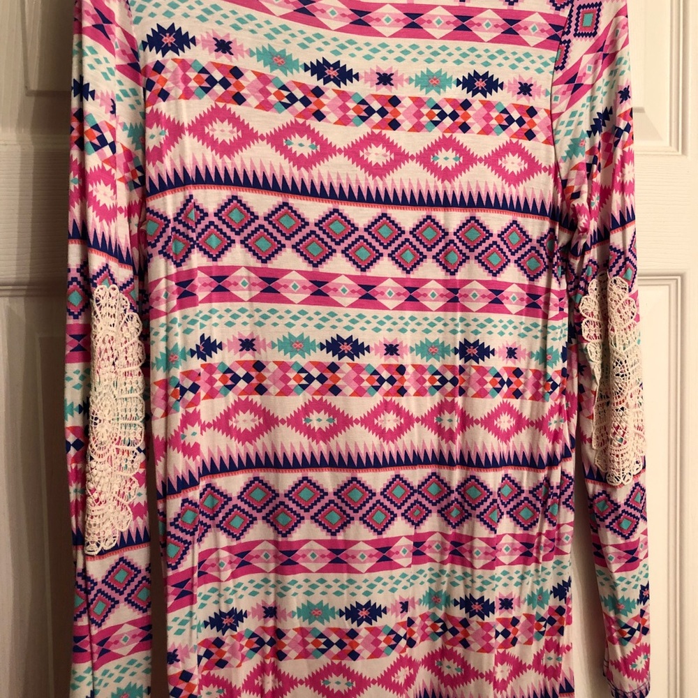 Shop hopes tribal long sleeve with lace detail